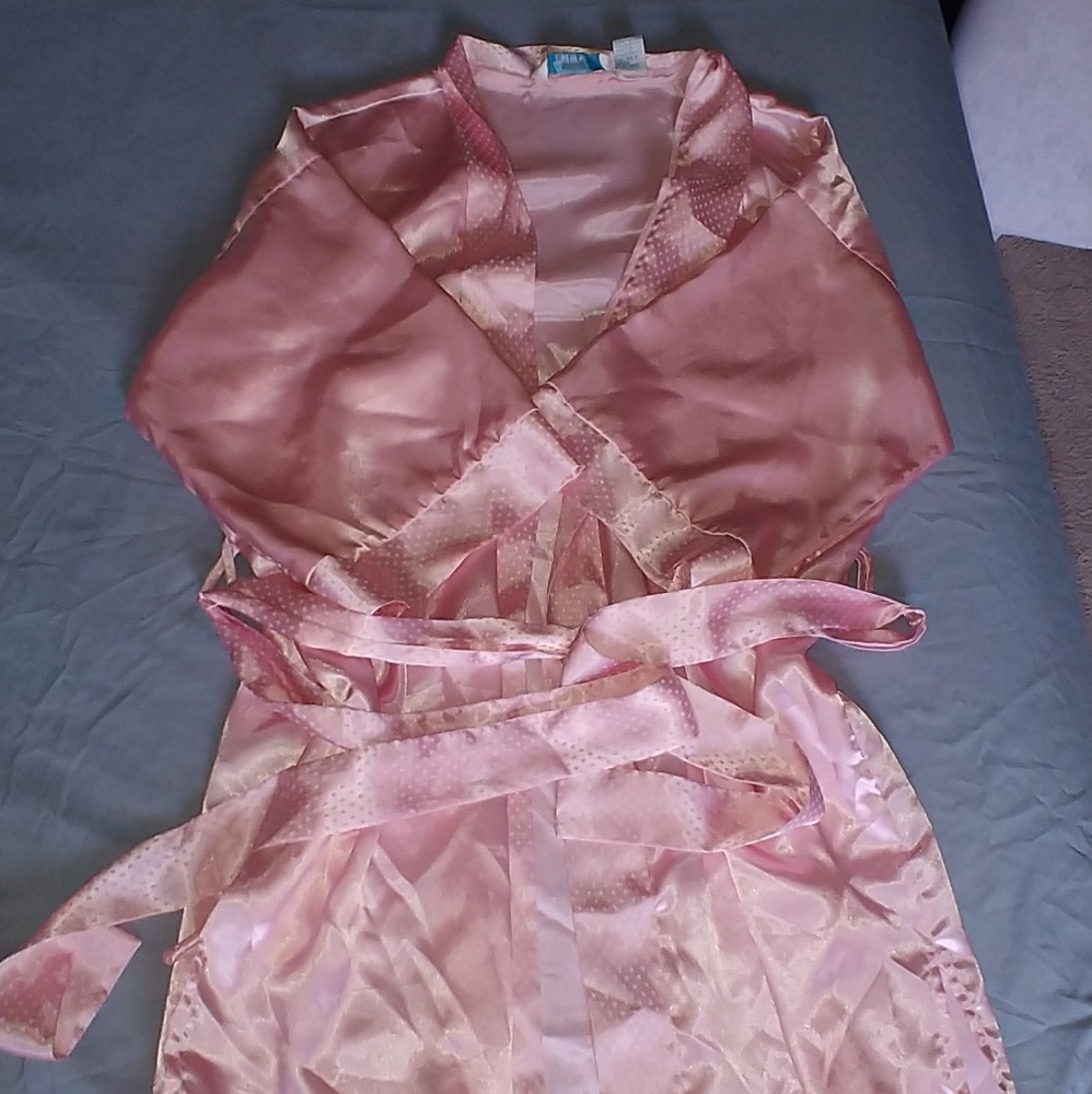 Pink silk feel robe
